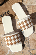 Woven Plaid Square Toe Flat Slippers