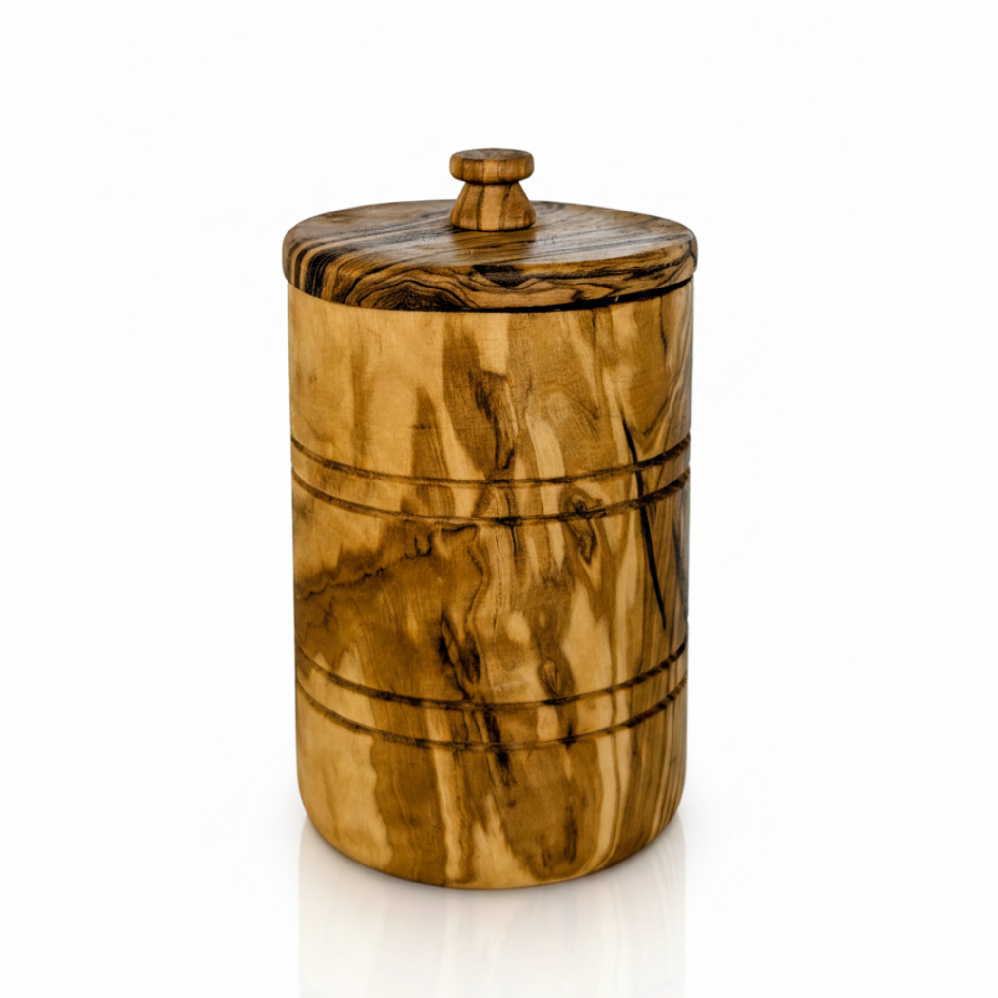 Olive Wood Spice Jar Salt Keeper w/Lid