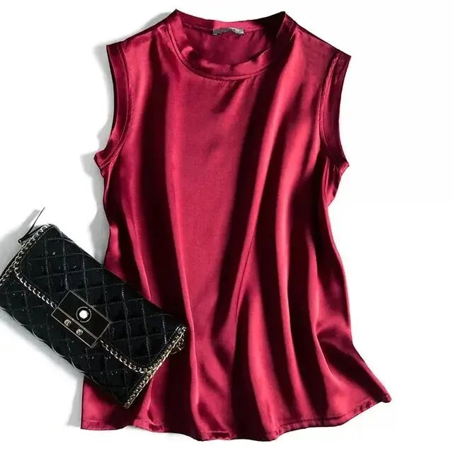 Summer blusas elegantes shirt Korean Women Fashion Satin Tank Summer Office Lady ice Silk Tops