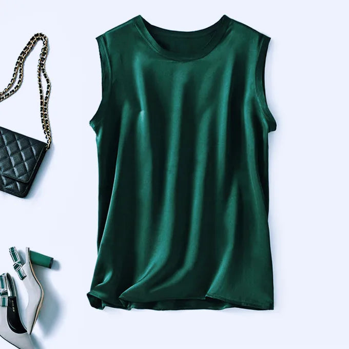 Summer blusas elegantes shirt Korean Women Fashion Satin Tank Summer Office Lady ice Silk Tops