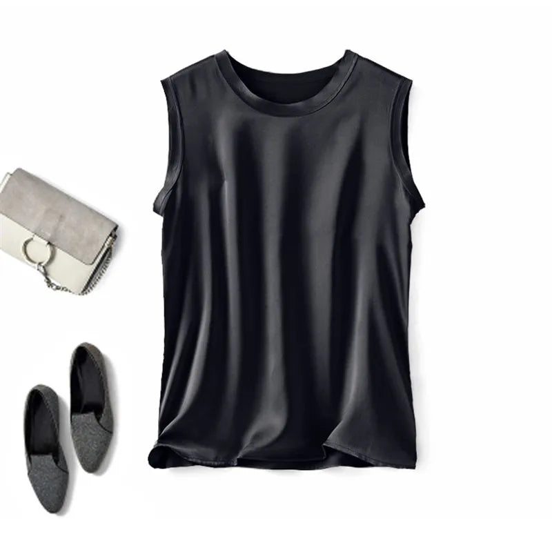 Summer blusas elegantes shirt Korean Women Fashion Satin Tank Summer Office Lady ice Silk Tops