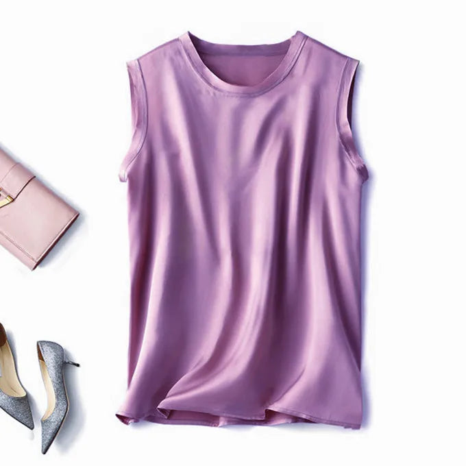 Summer blusas elegantes shirt Korean Women Fashion Satin Tank Summer Office Lady ice Silk Tops