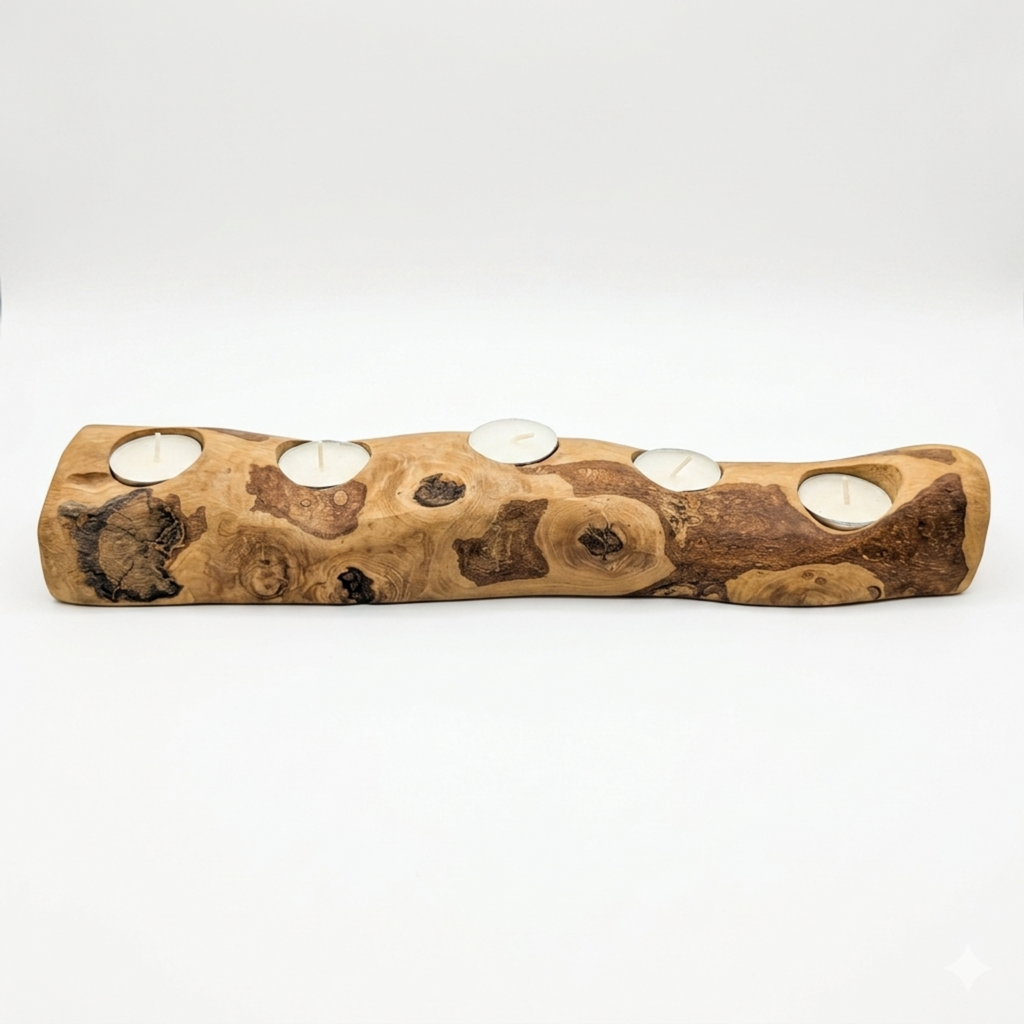 Olive Wood Candle Holder