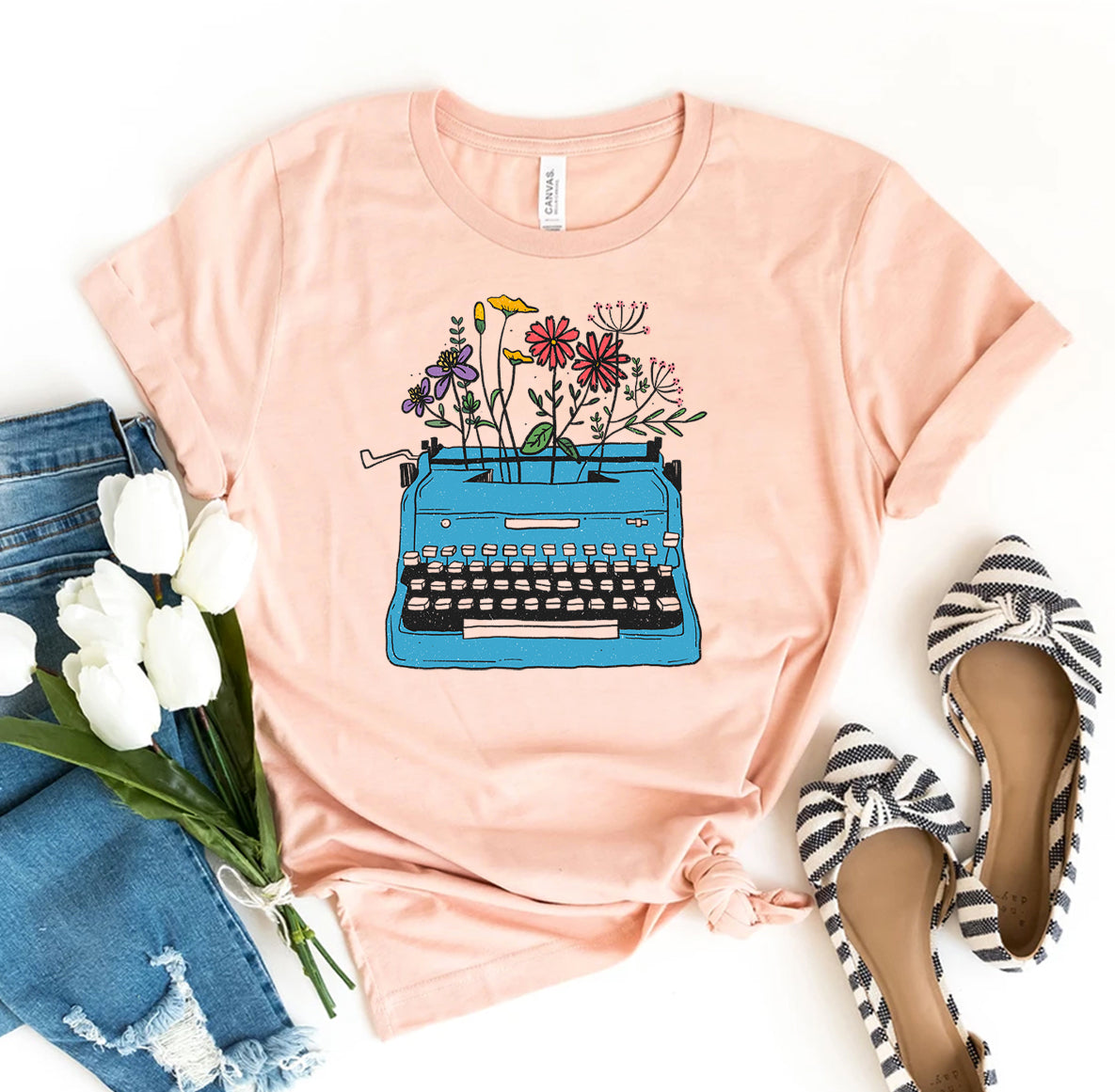 Floral Typewriter T-shirt